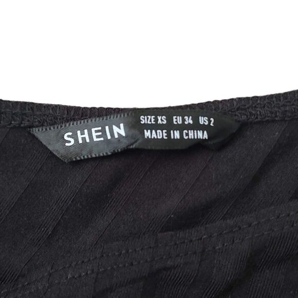 Shein One Shoulder Black Crop Top XS - Picture 2 of 3